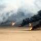 Oil well fires rage outside Kuwait City in 1991 in the Gulf War