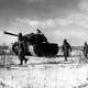 A column of the U.S. 1st Marine Division move through Chinese lines, Battle of Chosin Reservoir