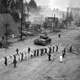 M26 Pershing tanks in downtown Seoul during the Second Battle of Seoul in the Korean War