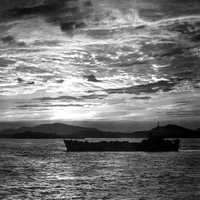 Tank landing ship enters the harbor at Inchon during the Korean War
