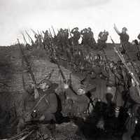 Bulgarian soldiers in a trench during World War I