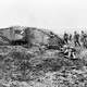 Canadian Troops following a Mark II Tank at the battle of Vimy Ridge 1917
