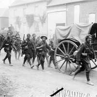 Troops of the 10th Battalion Marching towards the Battle of the Somme in World War I