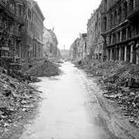 A devastated street in the city centre just off the Unter den Linden after Battle of Berlin