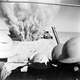 A mine explodes close to a British artillery tractor during 2nd battle of El Alamein