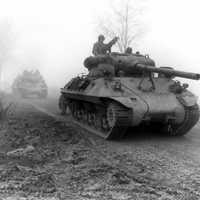 American M36 tank destroyers during Battle of the Bulge during World War II