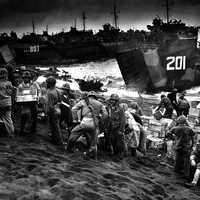 American Supply Ships unloading at Iwo Jima, World War II
