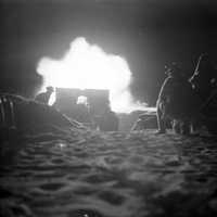 British Night Artillery Barrage at the 2nd battle of El Alamein in World War II
