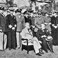 Churchill and Roosevelt at the Casablanca Conference during World War II