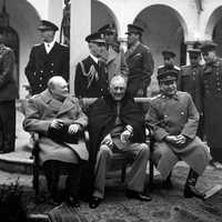 Churchill, Stalin, and Roosevelt at the Yalta Conference