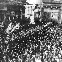 Crowds in Shanghai celebrating V-J Day, End of World War II in China