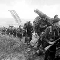 Royal Marine Commandos Move in from Sword Beach, D-Day, World War II