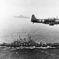 US Navy Douglas SBD Dauntless flying patrol in World War II