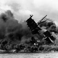 USS Arizona Sunk during the attack on Pearl Harbor, World War II