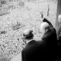 Winston Churchill Waves to Crowd After V-E Day,End of War in Europe