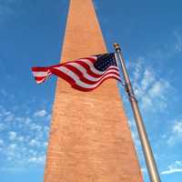 American Flag at the side of the Washington Monument