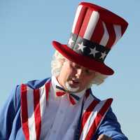 Man dressed in Uncle Sam Uniform