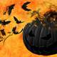 Evil Black Halloween Pumpkin with Bats