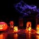 Halloween Lanterns and Pumpkin with Spider Webs