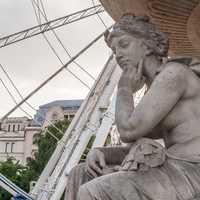 Budapest city Statue of women thinking in Hungary