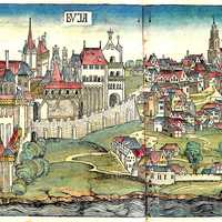 Budapest during the middle ages from the Nuremberg Chronicle in 1493 in Hungary