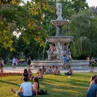 Fountains in the park in Budapest, Hungary