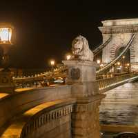 Stone Chain Bridge by night in Budapest, Hungary