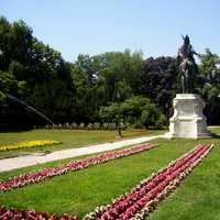 Garden of the university with Statue of Prince Kálmán