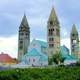 Cathedral with steeples in Pecs, Hungary