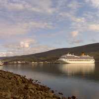 Cruise ship in the harbour in Akureyri, Iceland