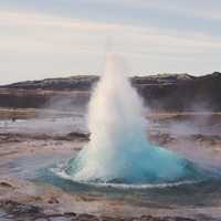 Geyser Erupting in Iceland