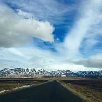 Lonely Road under the clouds in Iceland