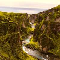 River and bluffs landscape in Iceland