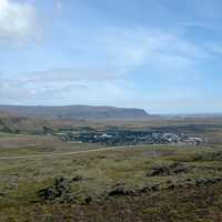 Skyline of Hveragerðisbær landscape in Iceland