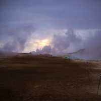 Steam rising up from the ground in Iceland