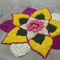 Flower Rangoli in Chennai, India