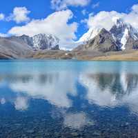 Landscape with mountains, clouds, and lake in India