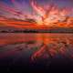 Red Dawn landscape with clouds at Alappuzha, India