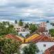 Rooftops view with clouds in a village in India