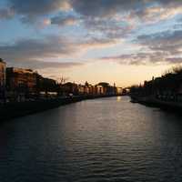 Looking at the River and Dublin at Dusk