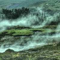 Steam rising from Geysers at Selfoss