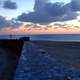 Ashdod beach with dusk sky and clouds in Israel