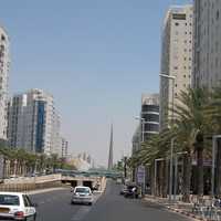 Menachem Begin Boulevard road and cars in Ashdod, Israel