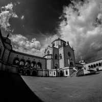 Black and White View of Church in Milan