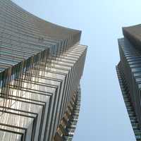 Looking up at Skyscrapers in Milan, Italy