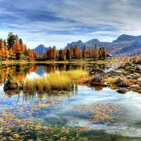 Beautiful Landscape with Mountains and Lakes with sky in Italy