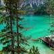Blue-Green Lake and Water in Pragser Wildsee, Italy landscape