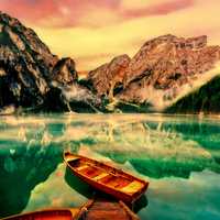 Canoe in a calm lake