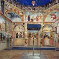  Interior of the church of Santa Maria in Solario with the Cross of Desiderius in Brescia, Italy