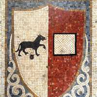 Mosaic of the old city Coat of Arms of Piacenza, Italy